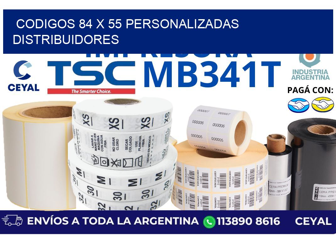 codigos 84 x 55 personalizadas distribuidores