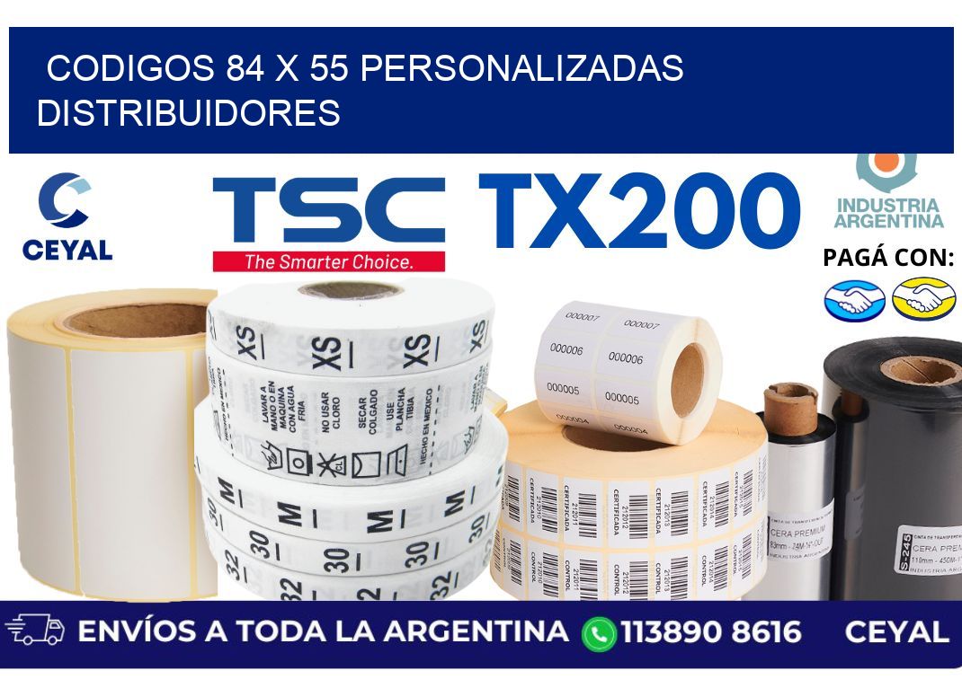 codigos 84 x 55 personalizadas distribuidores