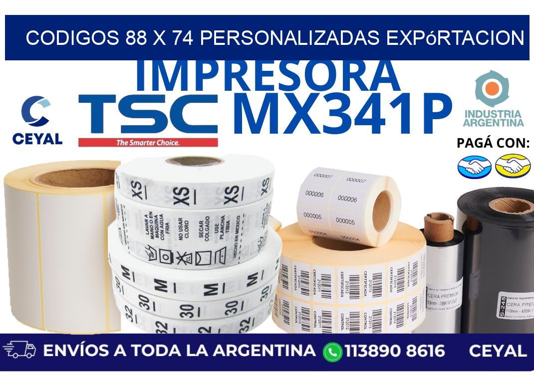 codigos 88 x 74 personalizadas expórtacion