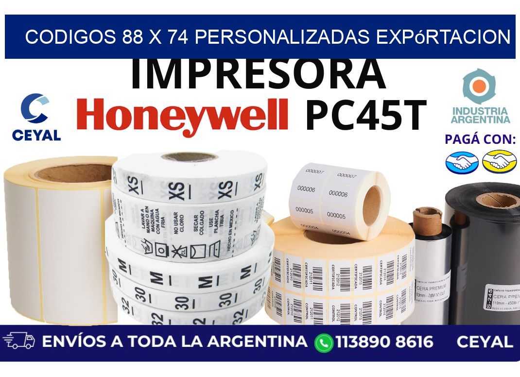 codigos 88 x 74 personalizadas expórtacion