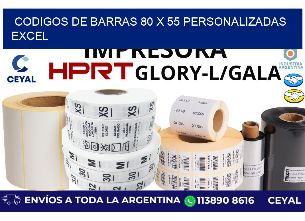 codigos de barras 80 x 55 personalizadas excel
