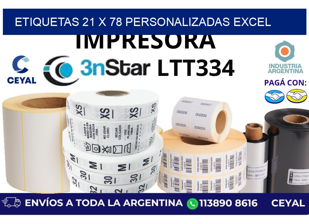 etiquetas 21 x 78 personalizadas excel