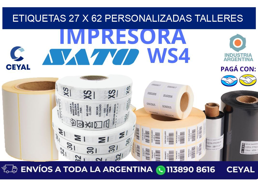 etiquetas 27 x 62 personalizadas talleres
