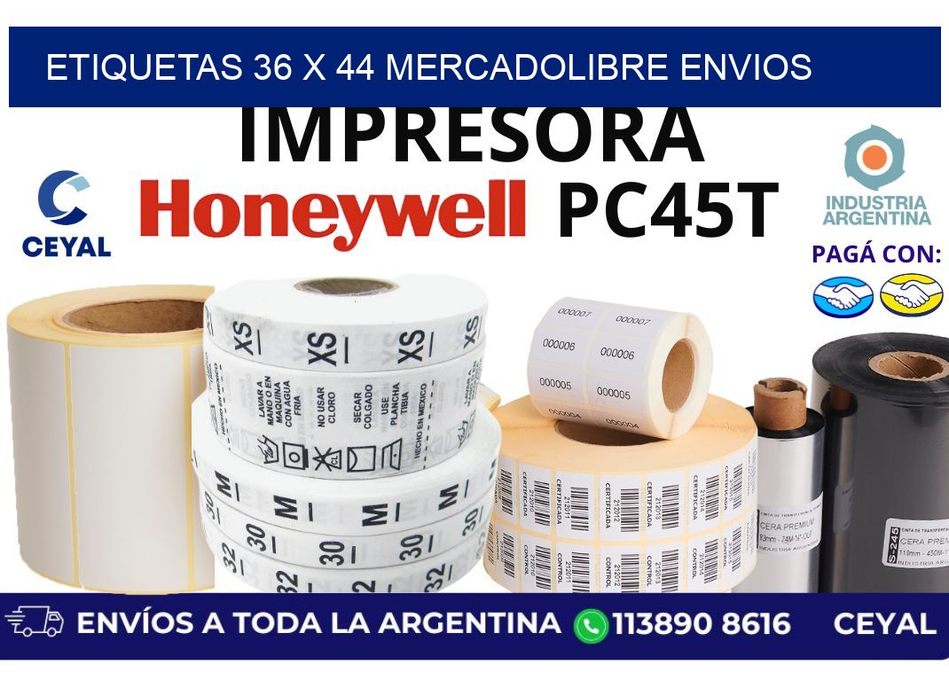 etiquetas 36 x 44 mercadolibre envios