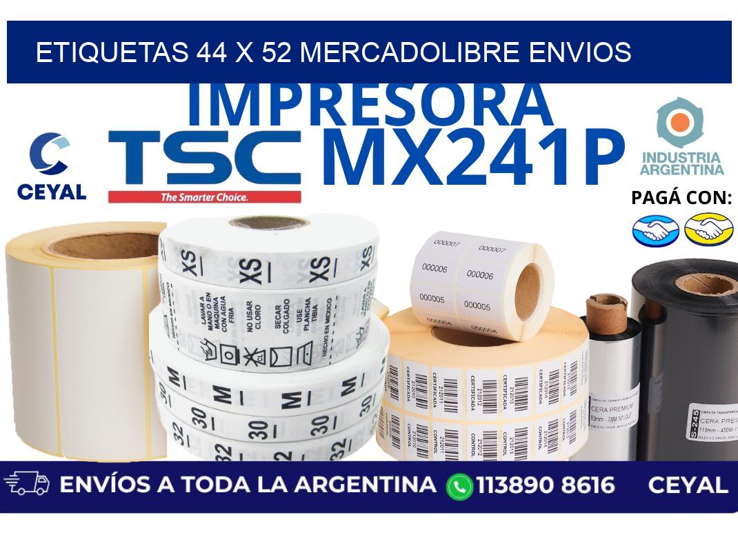 etiquetas 44 x 52 mercadolibre envios