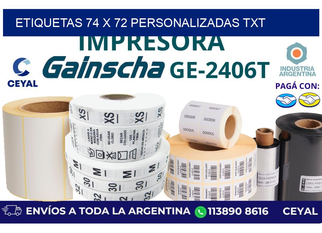 etiquetas 74 x 72 personalizadas txt