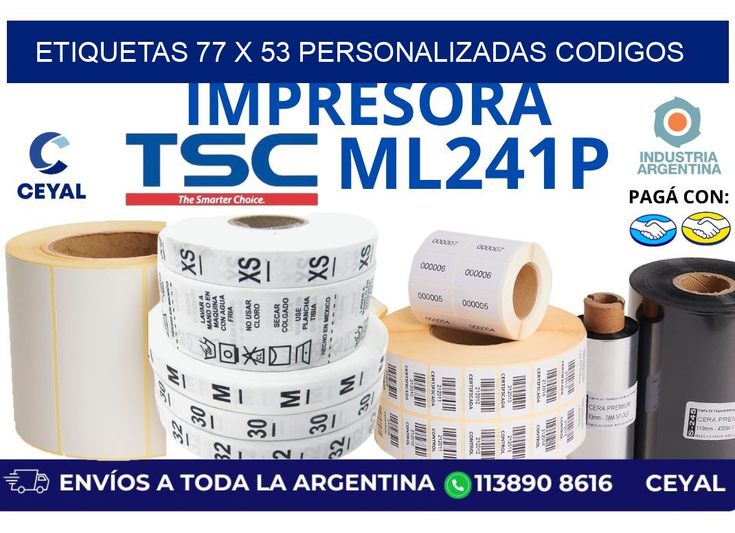 etiquetas 77 x 53 personalizadas codigos