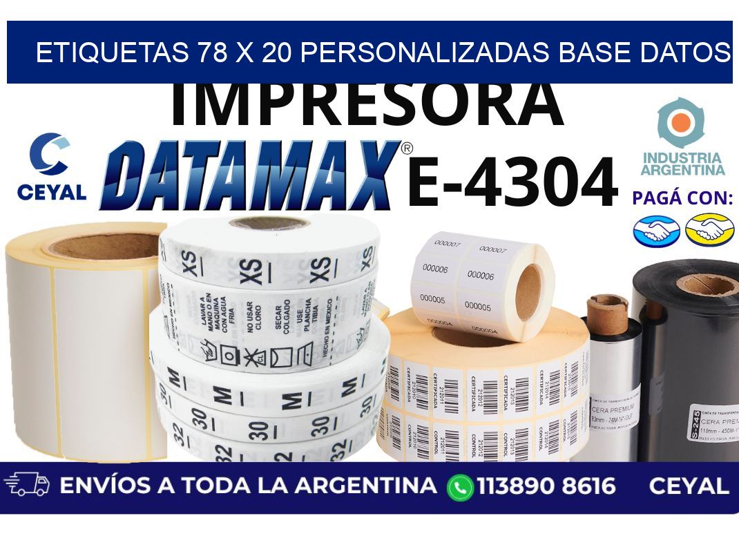 etiquetas 78 x 20 personalizadas base datos