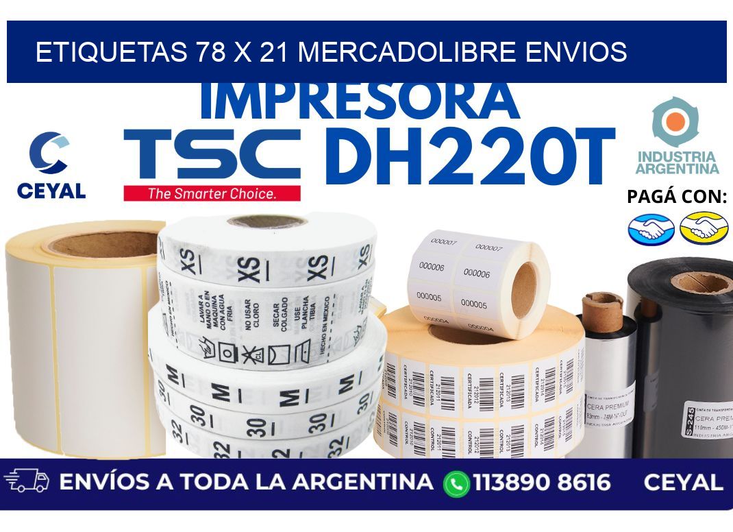 etiquetas 78 x 21 mercadolibre envios