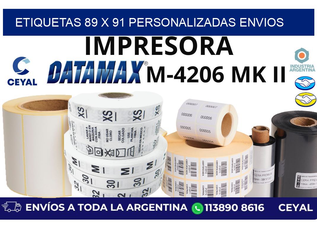 etiquetas 89 x 91 personalizadas envios