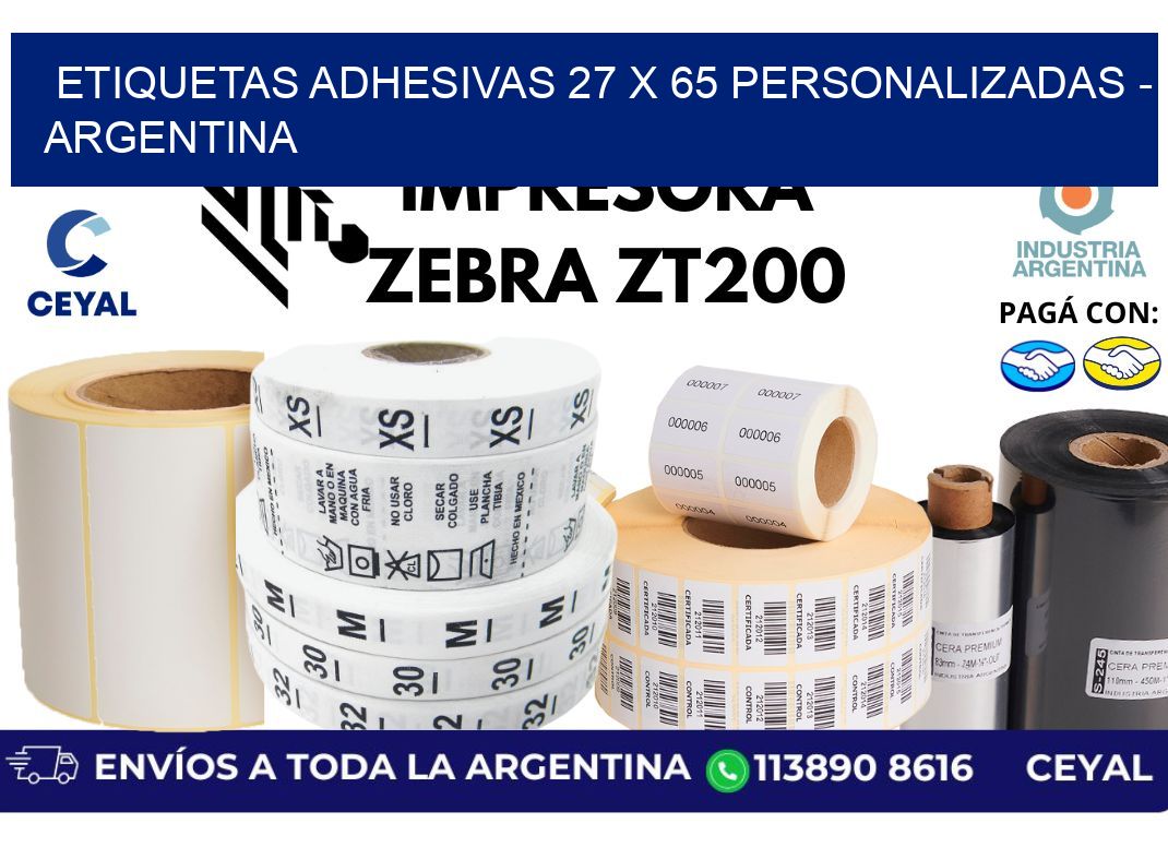 etiquetas adhesivas 27 x 65 personalizadas - Argentina