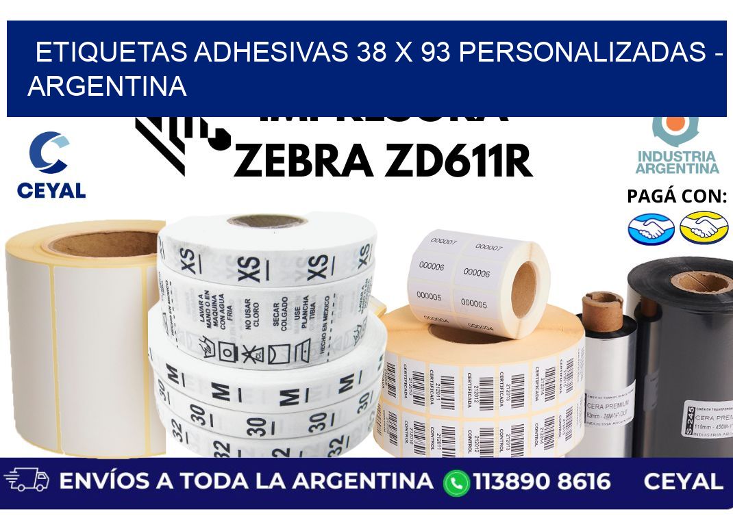 etiquetas adhesivas 38 x 93 personalizadas - Argentina