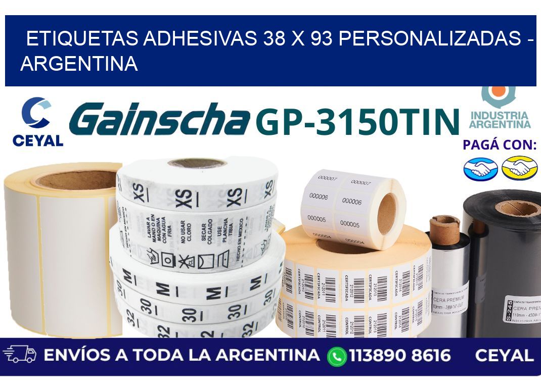 etiquetas adhesivas 38 x 93 personalizadas - Argentina