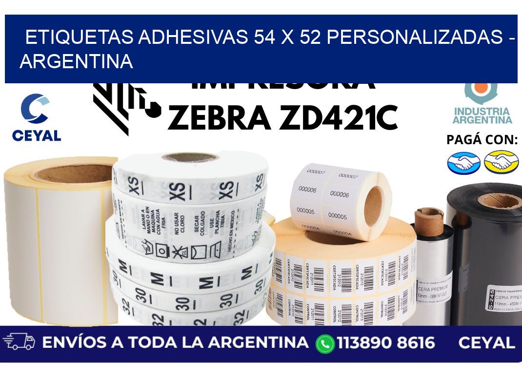 etiquetas adhesivas 54 x 52 personalizadas - Argentina