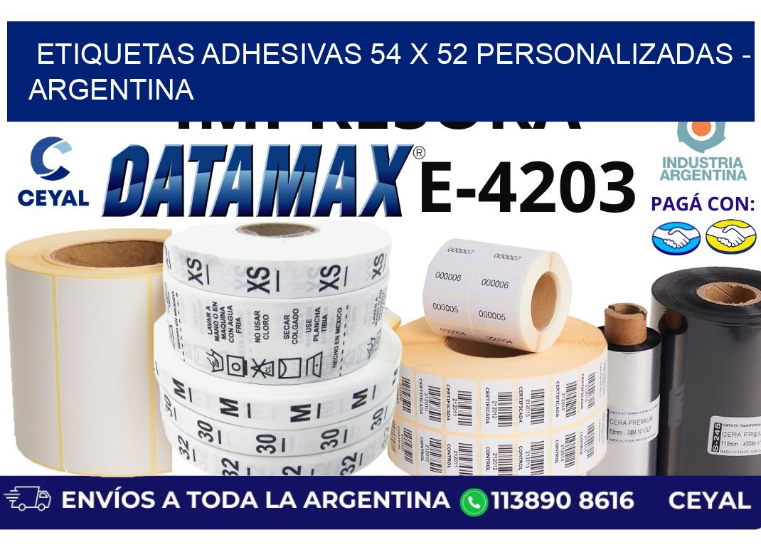 etiquetas adhesivas 54 x 52 personalizadas - Argentina