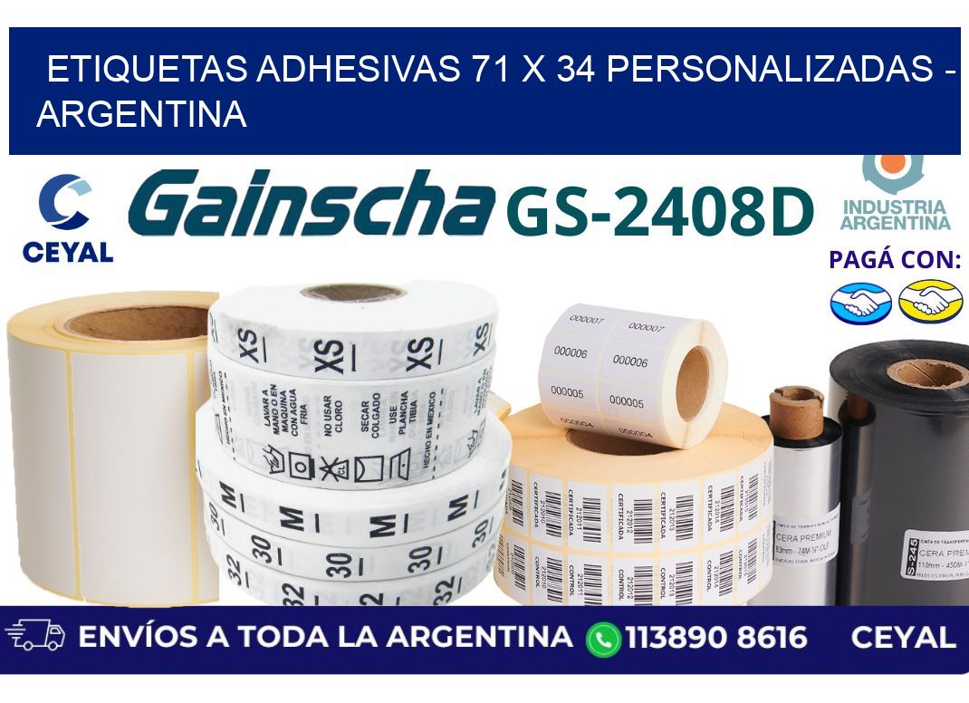 etiquetas adhesivas 71 x 34 personalizadas - Argentina