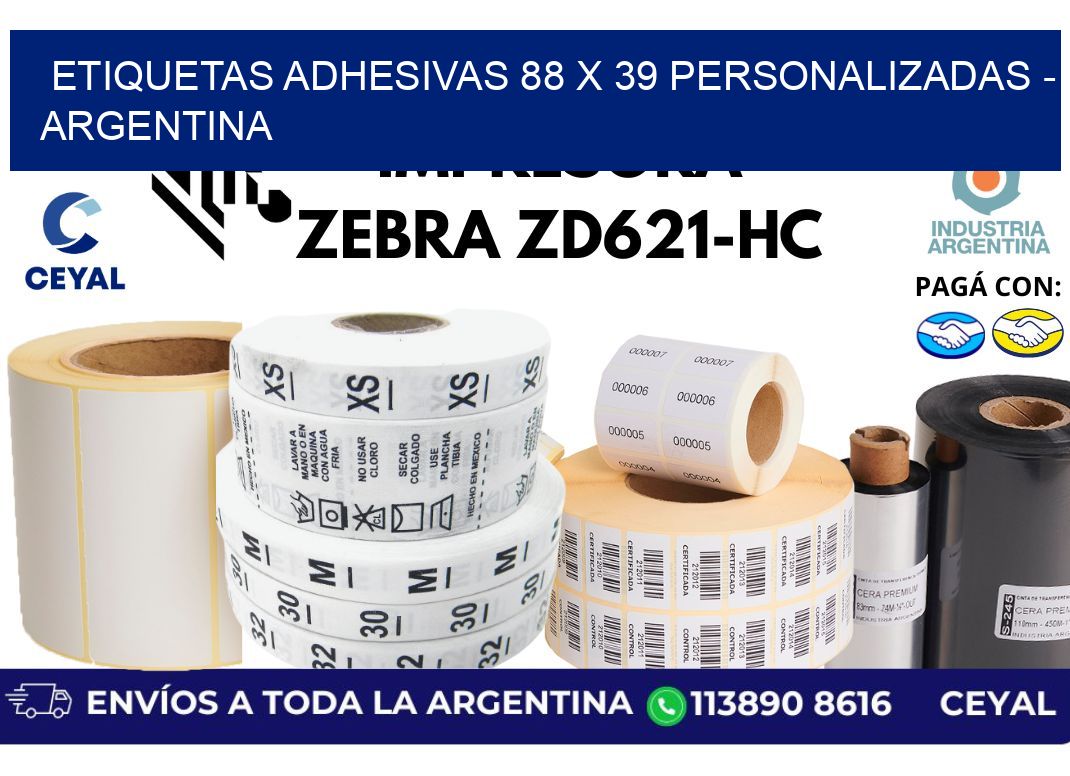 etiquetas adhesivas 88 x 39 personalizadas - Argentina