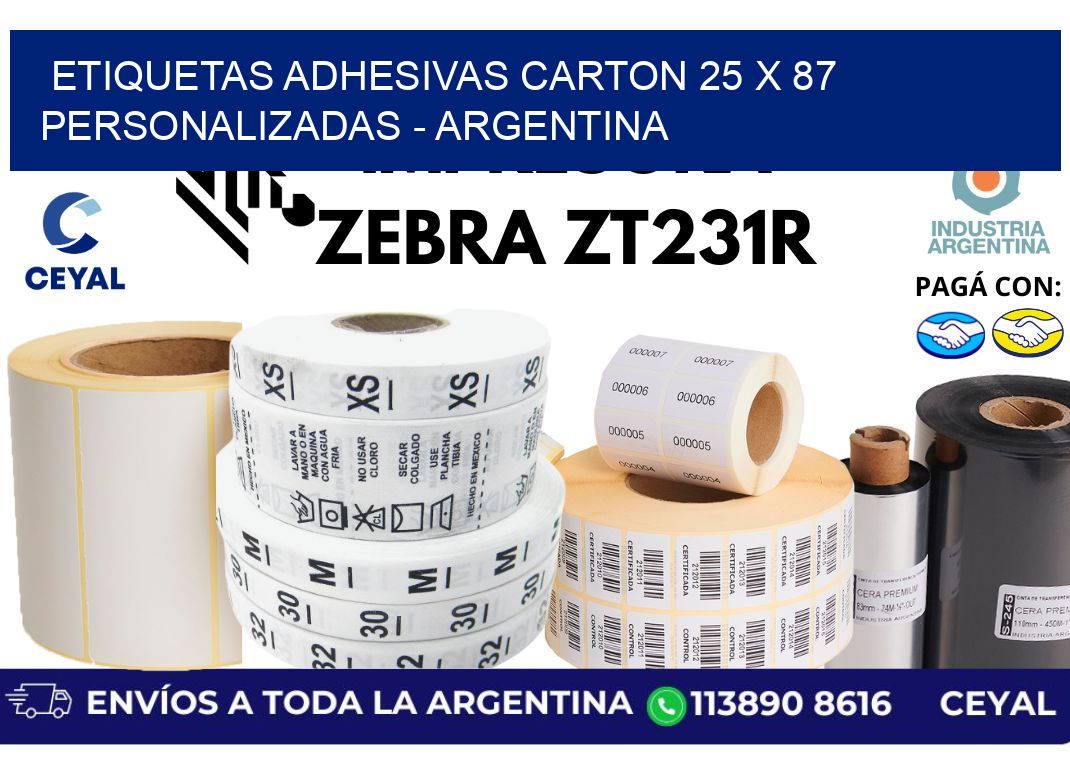etiquetas adhesivas carton 25 x 87 personalizadas - Argentina