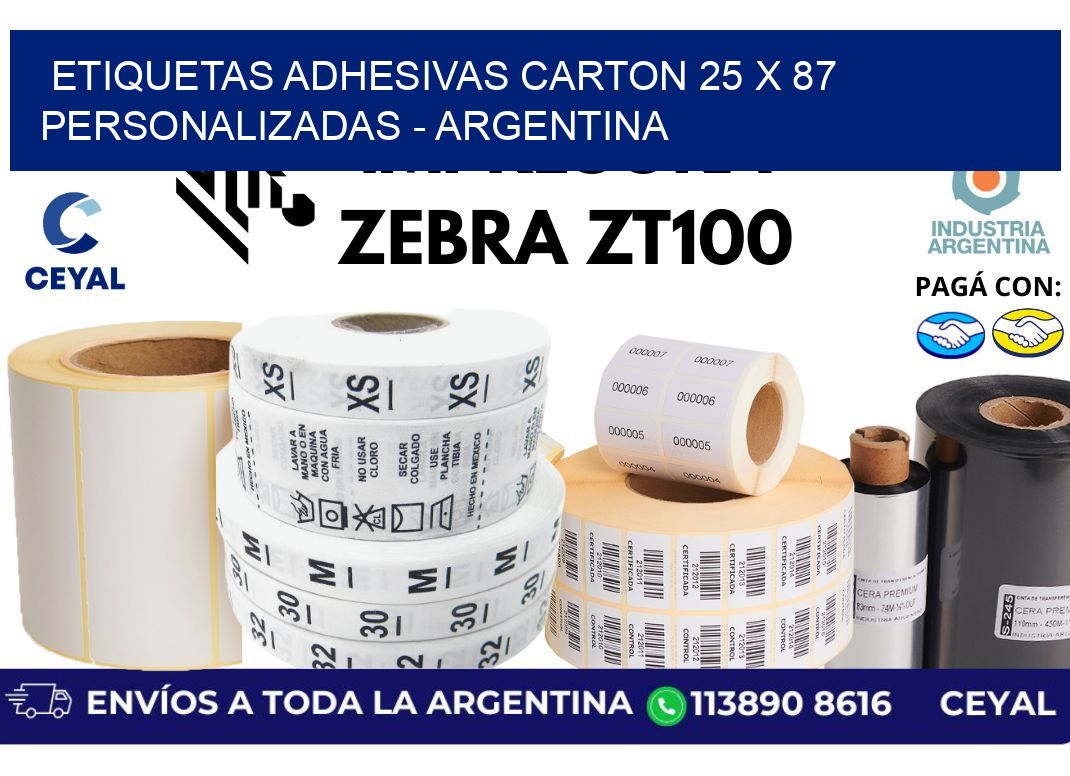 etiquetas adhesivas carton 25 x 87 personalizadas - Argentina