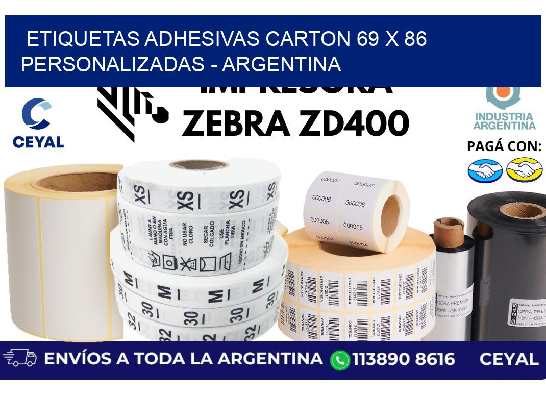 etiquetas adhesivas carton 69 x 86 personalizadas - Argentina
