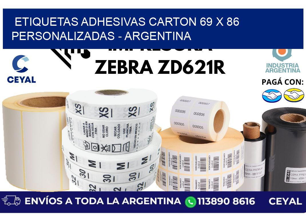 etiquetas adhesivas carton 69 x 86 personalizadas - Argentina