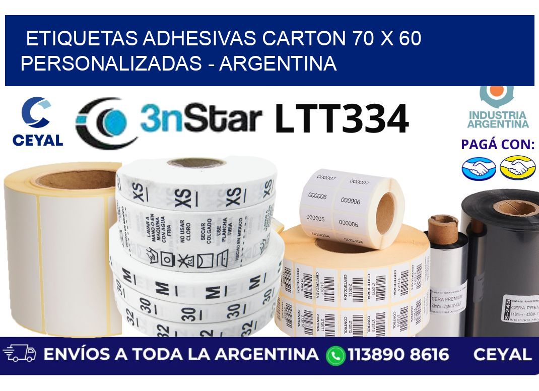 etiquetas adhesivas carton 70 x 60 personalizadas - Argentina