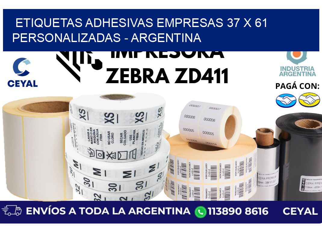 etiquetas adhesivas empresas 37 x 61 personalizadas - Argentina