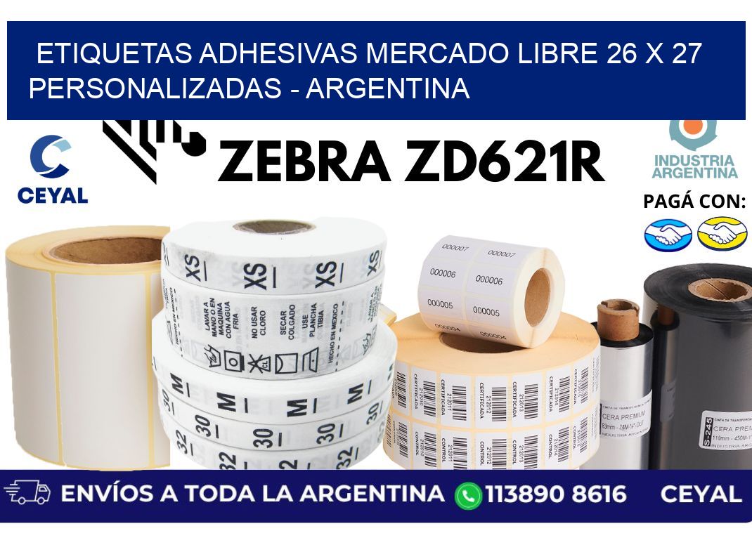 etiquetas adhesivas mercado libre 26 x 27 personalizadas - Argentina