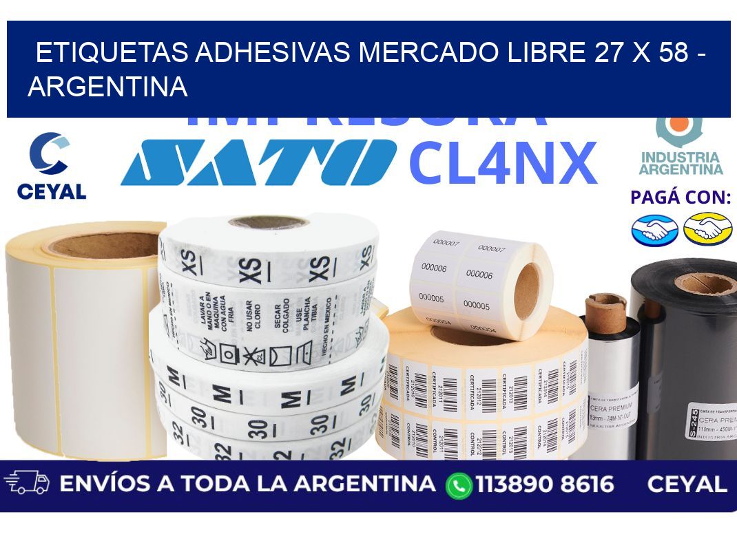etiquetas adhesivas mercado libre 27 x 58 - Argentina