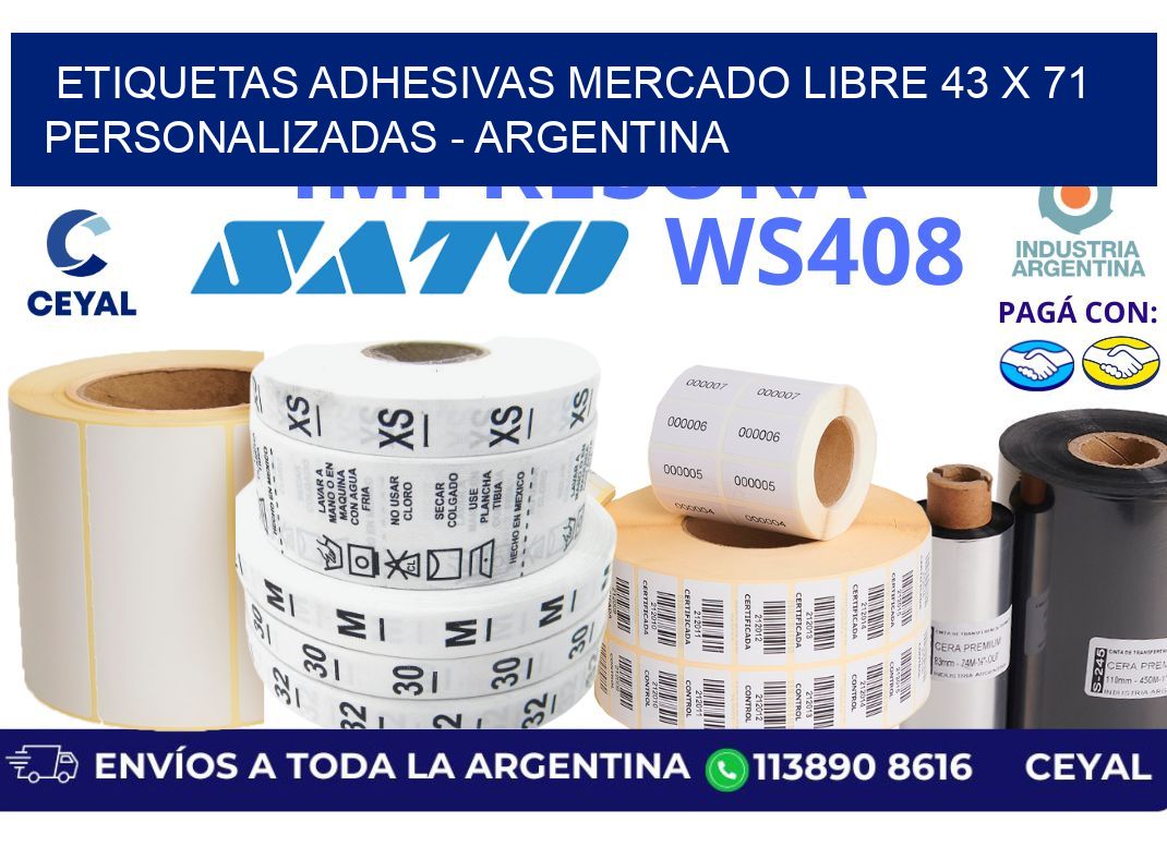 etiquetas adhesivas mercado libre 43 x 71 personalizadas - Argentina