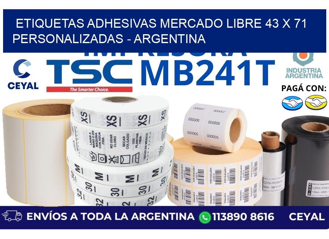 etiquetas adhesivas mercado libre 43 x 71 personalizadas – Argentina