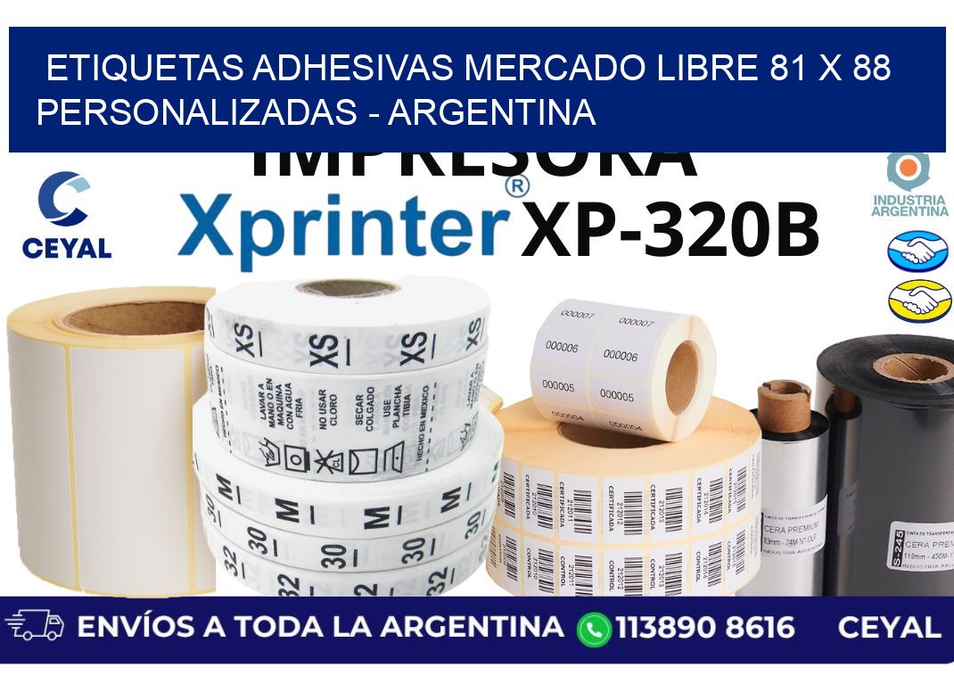 etiquetas adhesivas mercado libre 81 x 88 personalizadas – Argentina