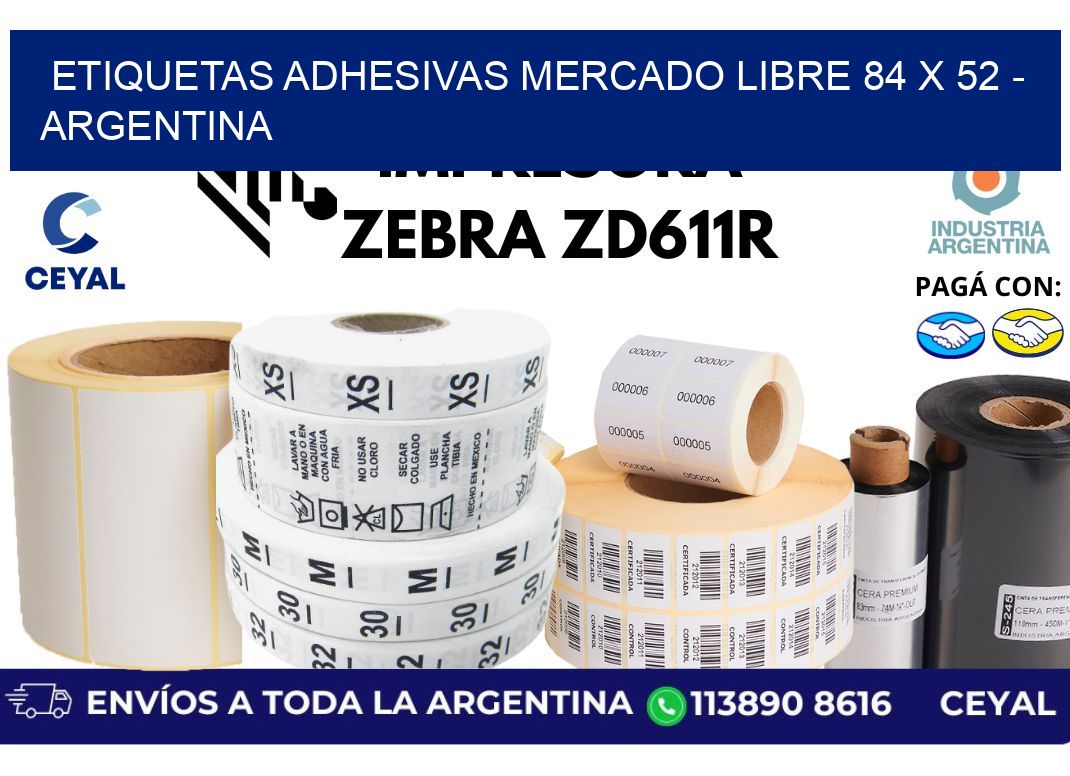 etiquetas adhesivas mercado libre 84 x 52 - Argentina