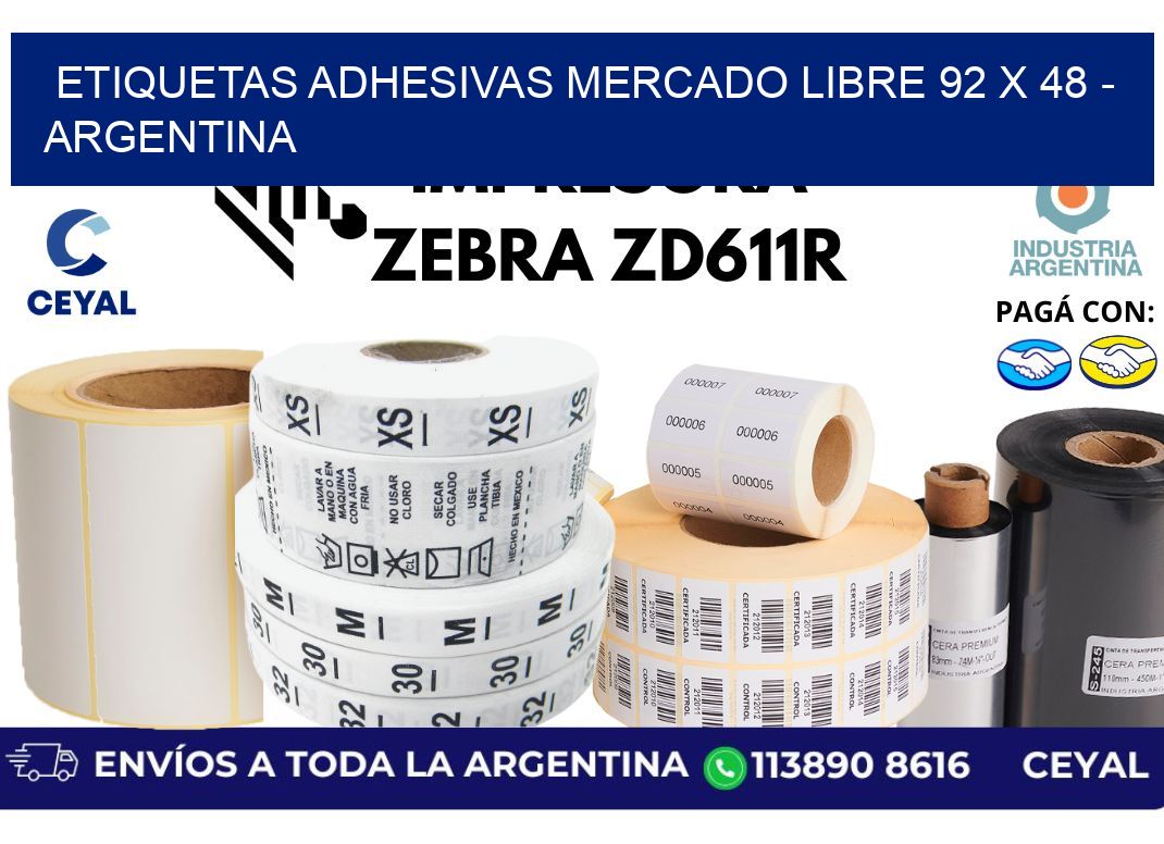 etiquetas adhesivas mercado libre 92 x 48 - Argentina