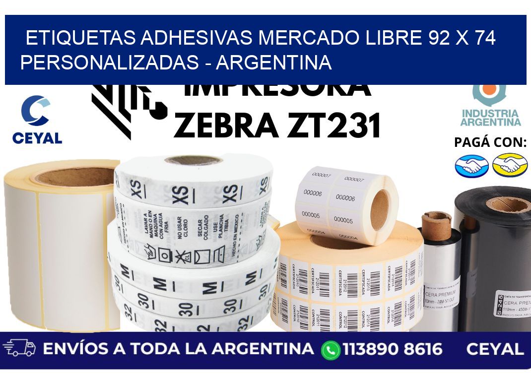 etiquetas adhesivas mercado libre 92 x 74 personalizadas - Argentina