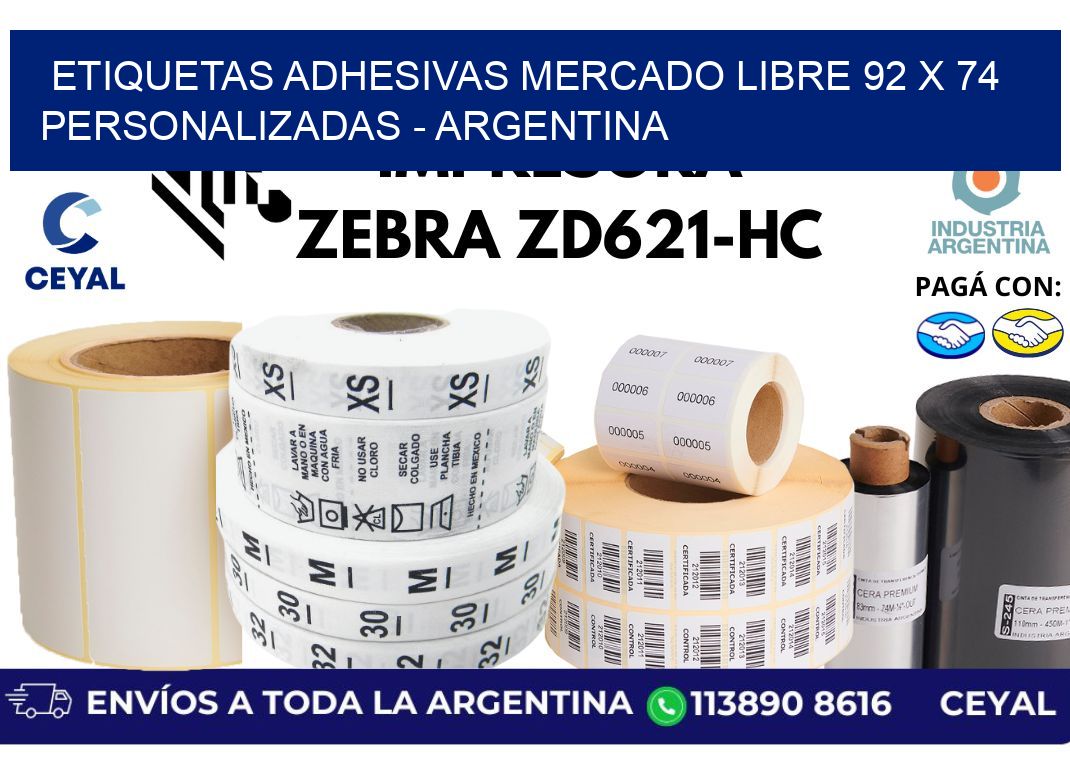 etiquetas adhesivas mercado libre 92 x 74 personalizadas - Argentina