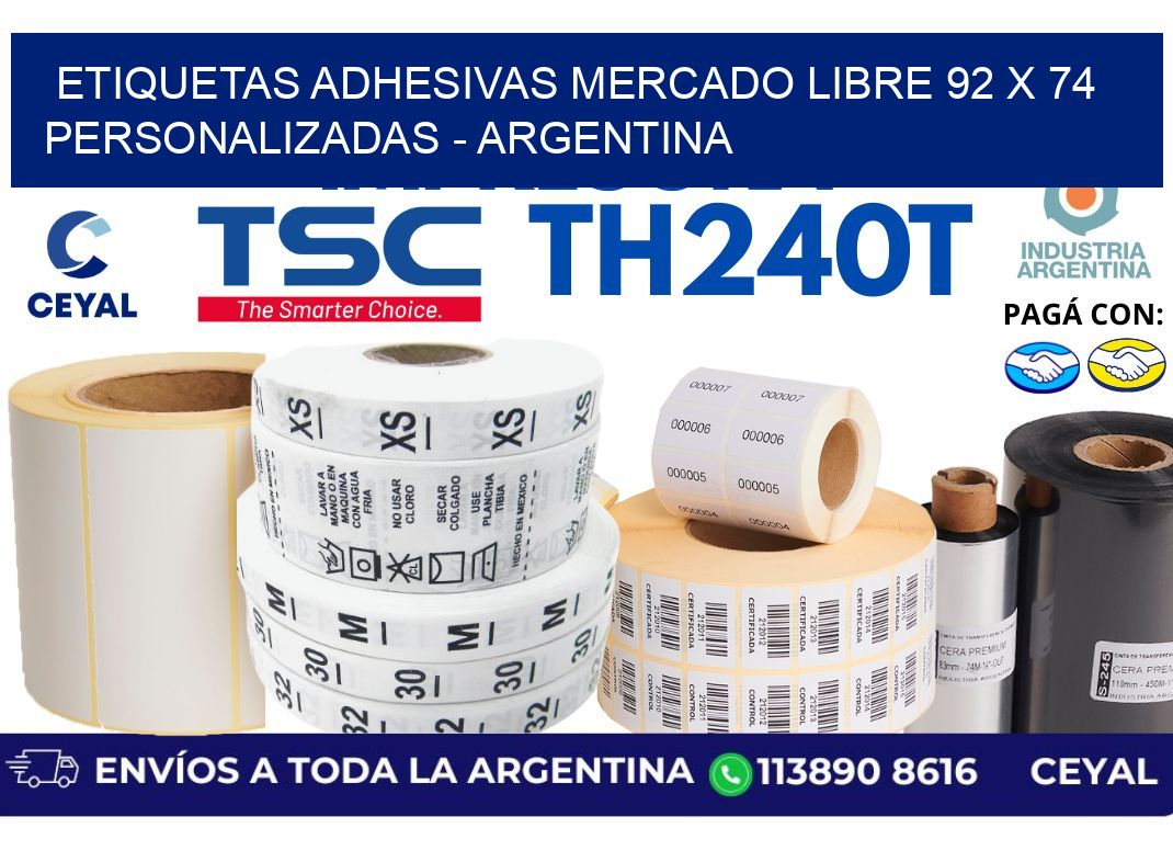 etiquetas adhesivas mercado libre 92 x 74 personalizadas – Argentina