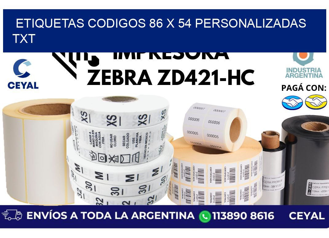 etiquetas codigos 86 x 54 personalizadas txt