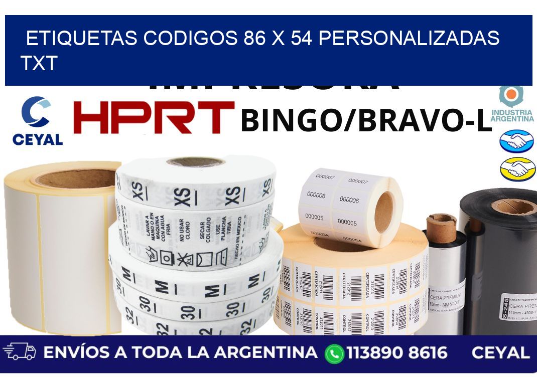 etiquetas codigos 86 x 54 personalizadas txt