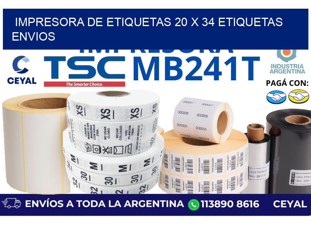 impresora de etiquetas 20 x 34 etiquetas envios
