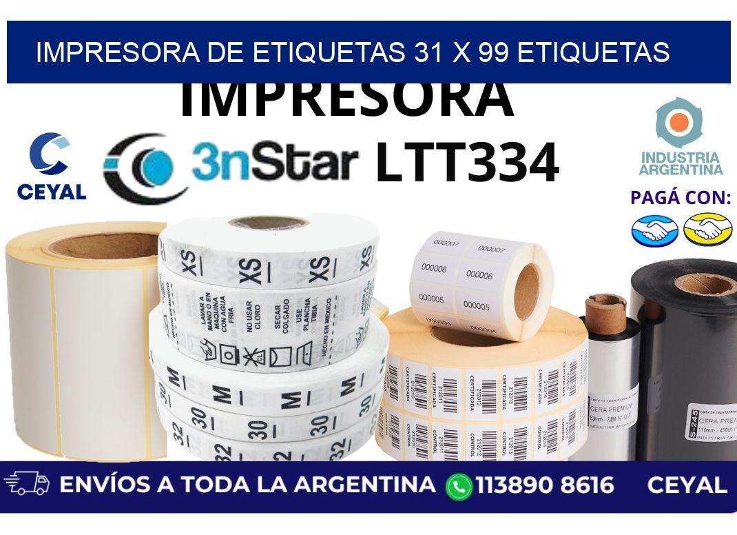 impresora de etiquetas 31 x 99 etiquetas