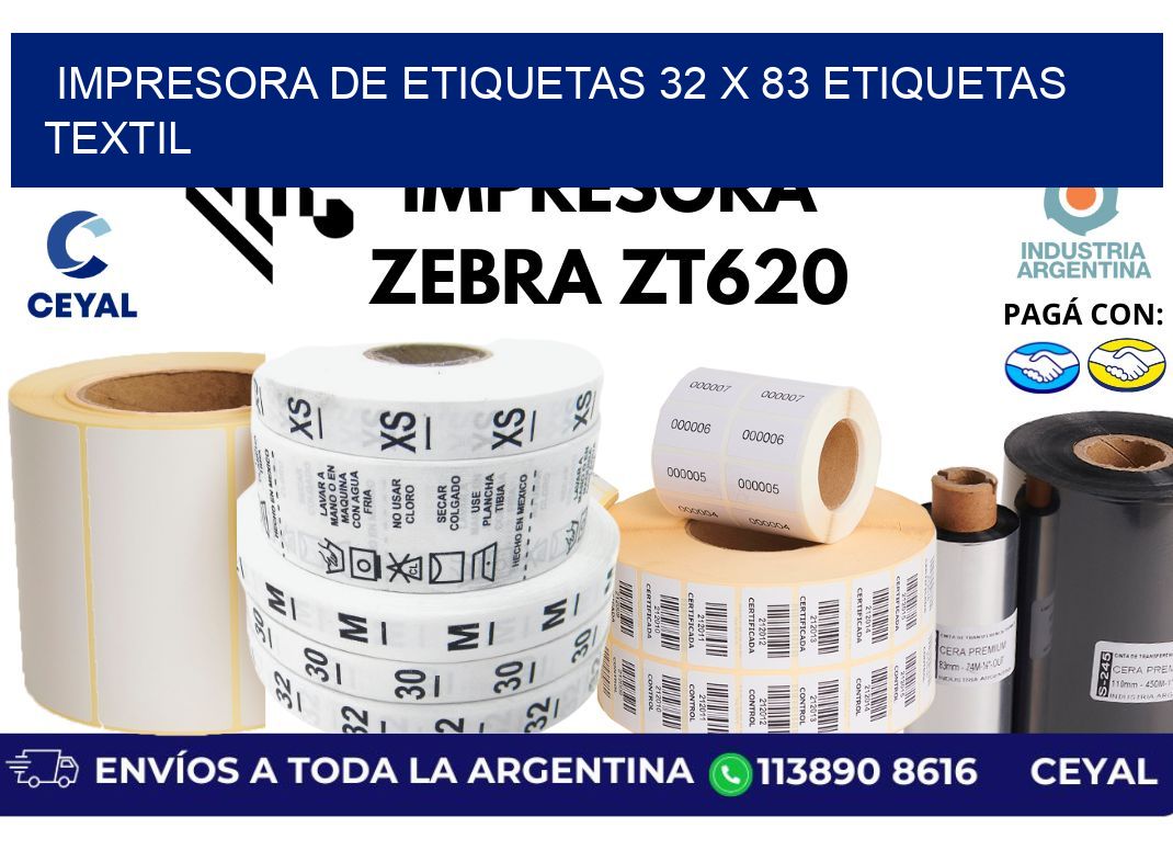 impresora de etiquetas 32 x 83 etiquetas textil