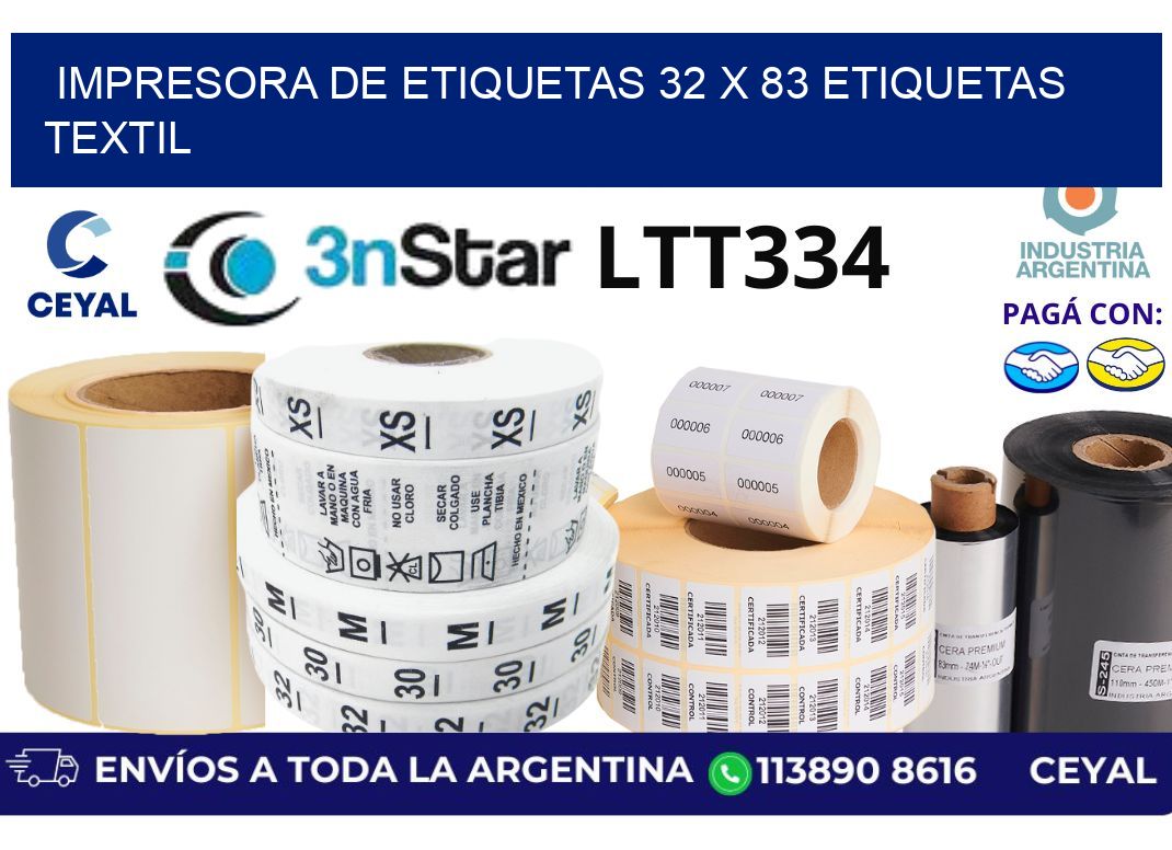 impresora de etiquetas 32 x 83 etiquetas textil
