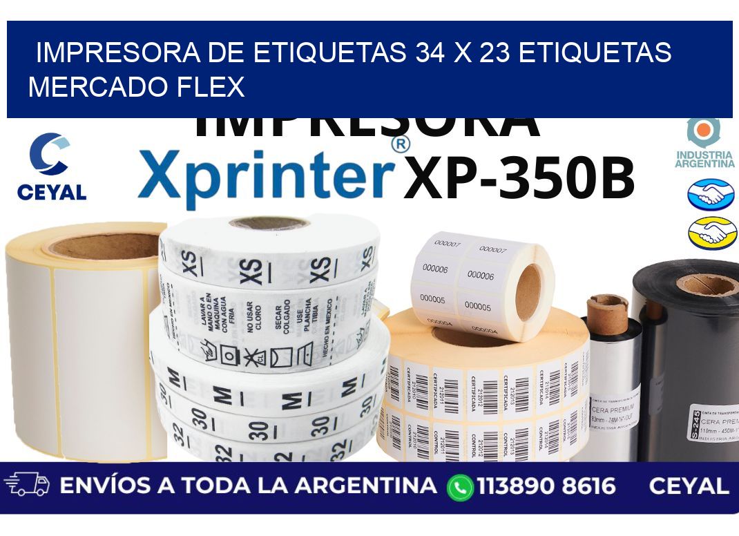 impresora de etiquetas 34 x 23 etiquetas mercado flex