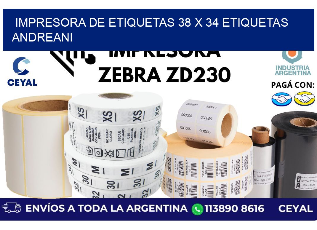 impresora de etiquetas 38 x 34 etiquetas andreani