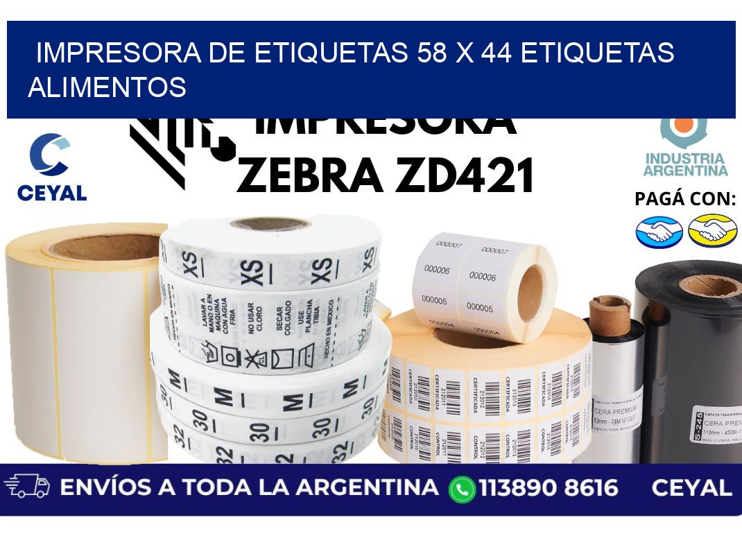 impresora de etiquetas 58 x 44 etiquetas alimentos