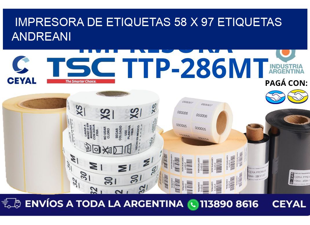 impresora de etiquetas 58 x 97 etiquetas andreani