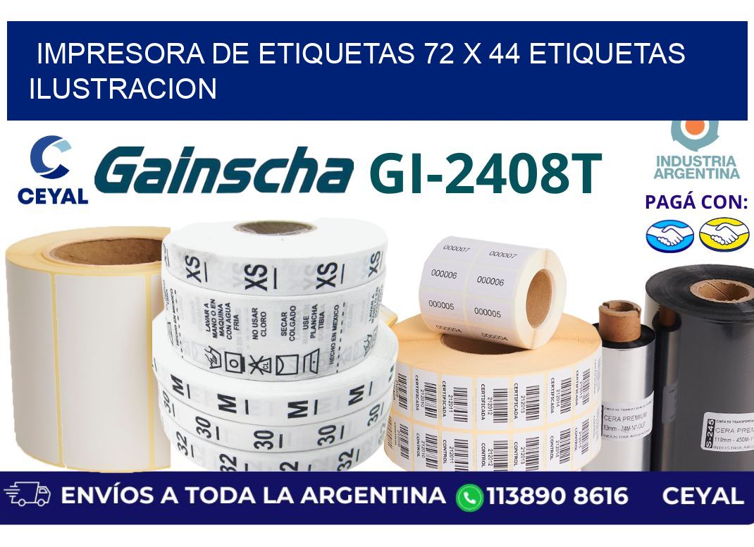 impresora de etiquetas 72 x 44 etiquetas ilustracion