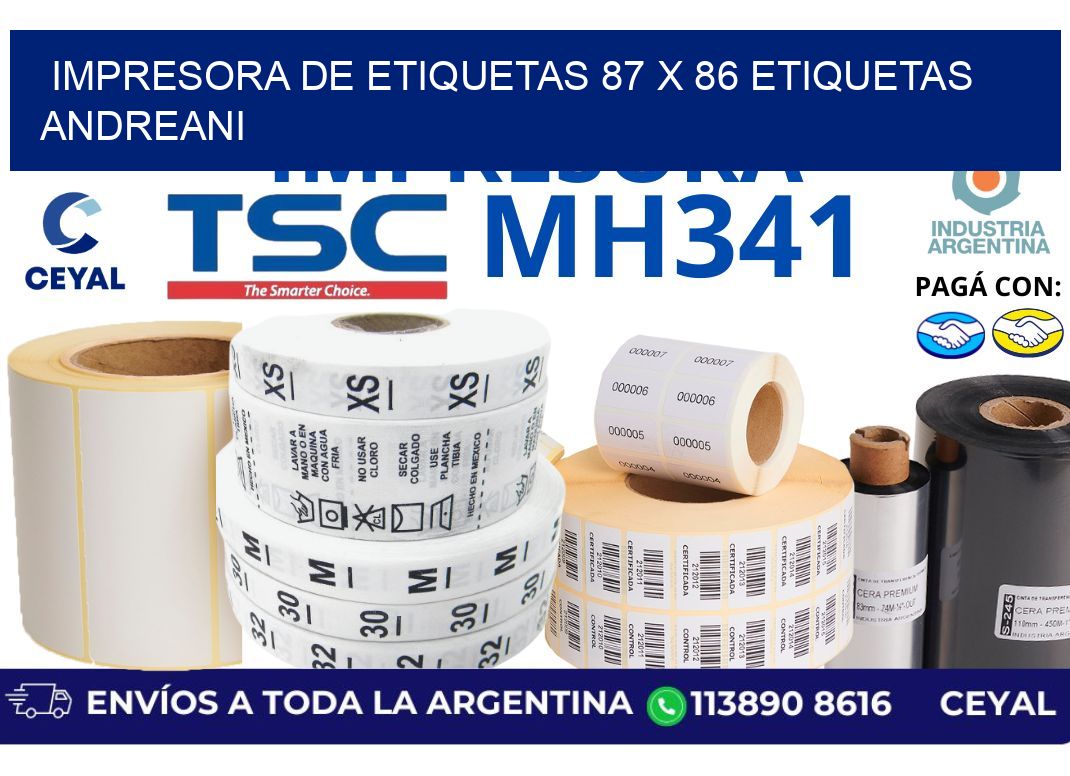 impresora de etiquetas 87 x 86 etiquetas andreani