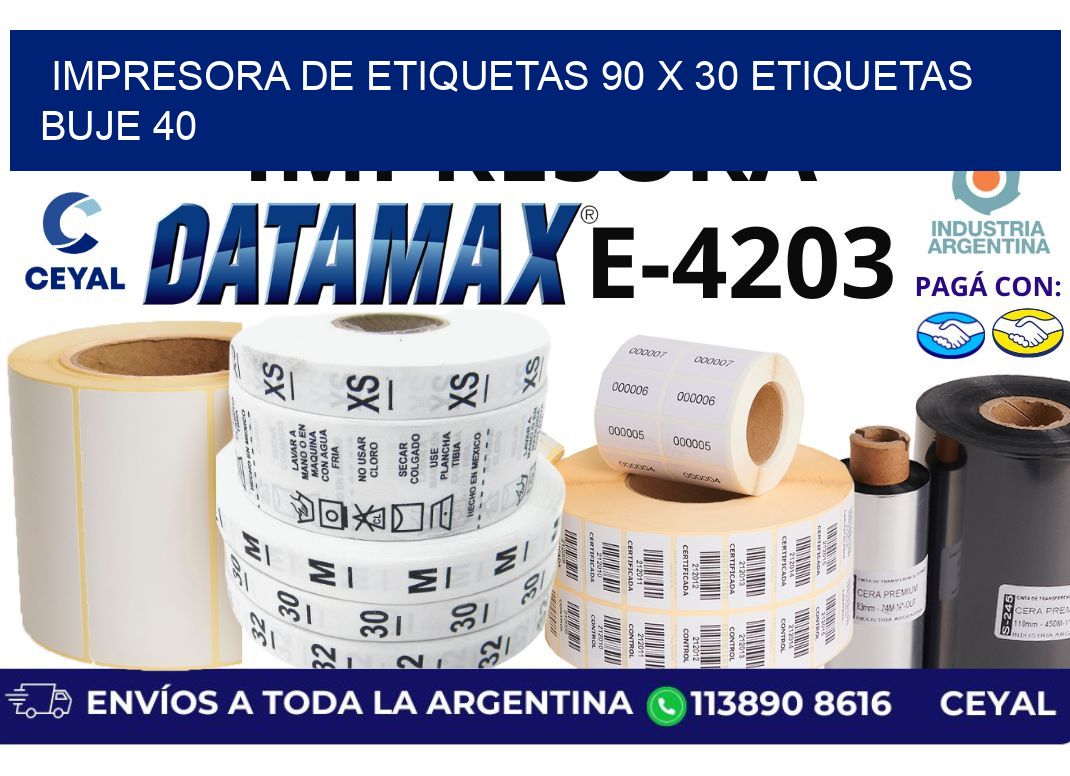 impresora de etiquetas 90 x 30 etiquetas buje 40